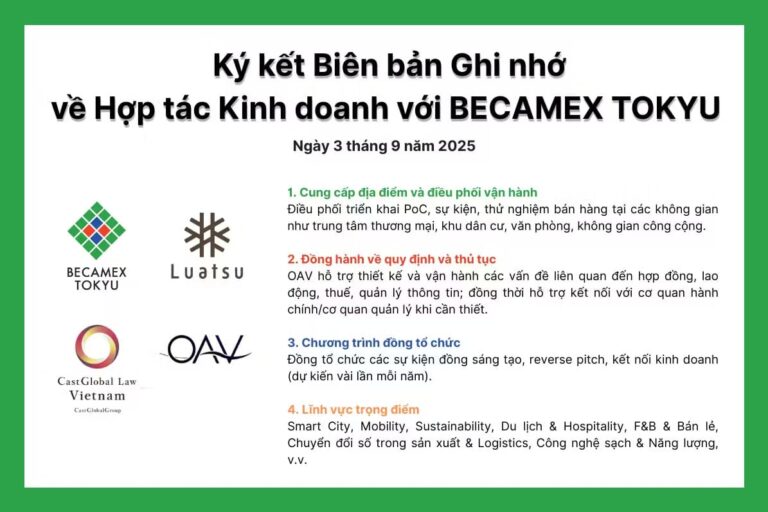 Becamex Tokyu ký kết Biên bản ghi nhớ (MOU) với Outbound Axis Việt Nam (OAV).